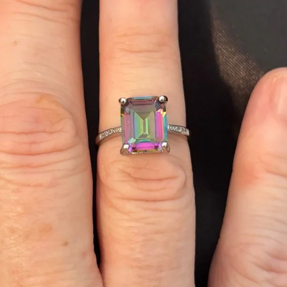 New Mystic Topaz Silver Ring - Size 5 - Picture 6 of 7